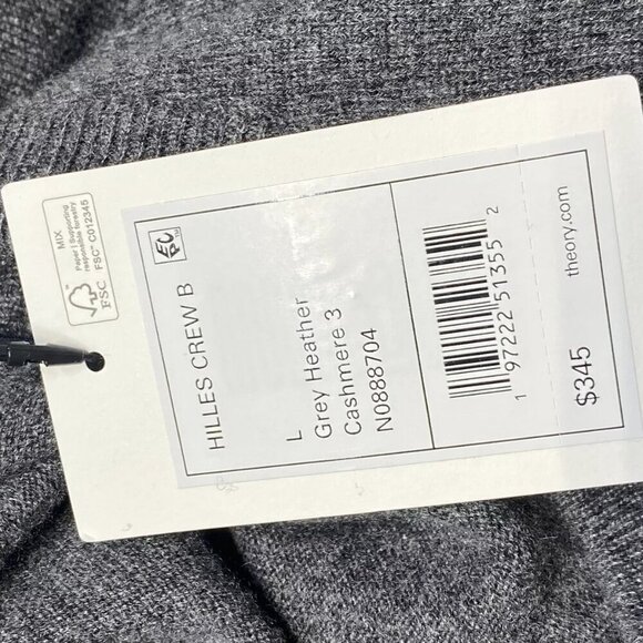 NEW THEORY Mens Sweater Grey Heather Size L Hilles Crewneck Long Sleeve Pullover - Picture 4 of 10